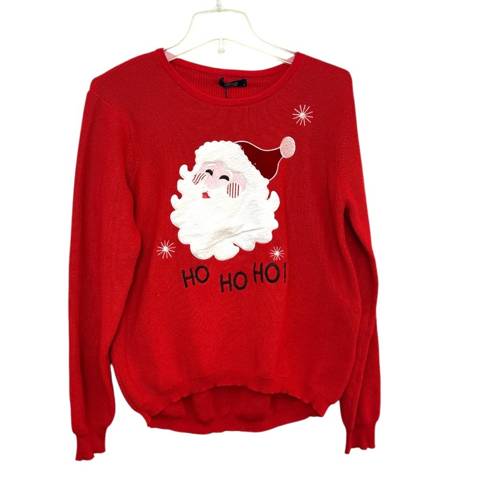 Meaneor Ugly/Beautiful Santa Christmas Sweater Red Women’s Size Large NWT